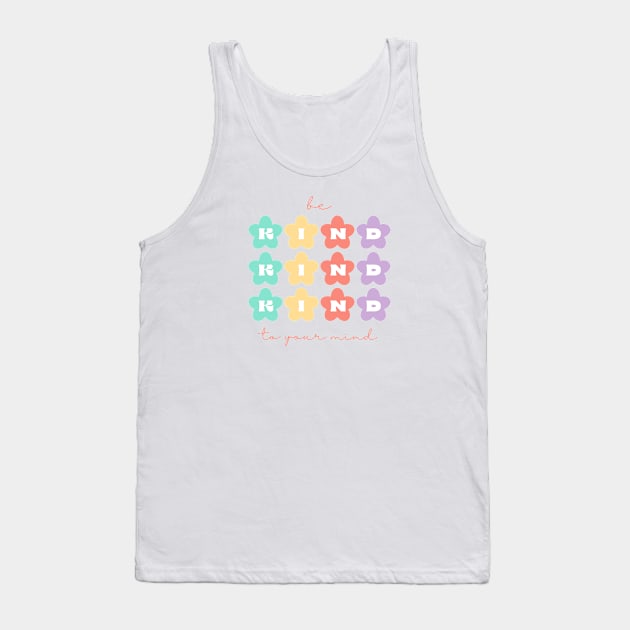 Be Kind to Your mind | Retro Flowers Peach Candy Tank Top by Violete Designs